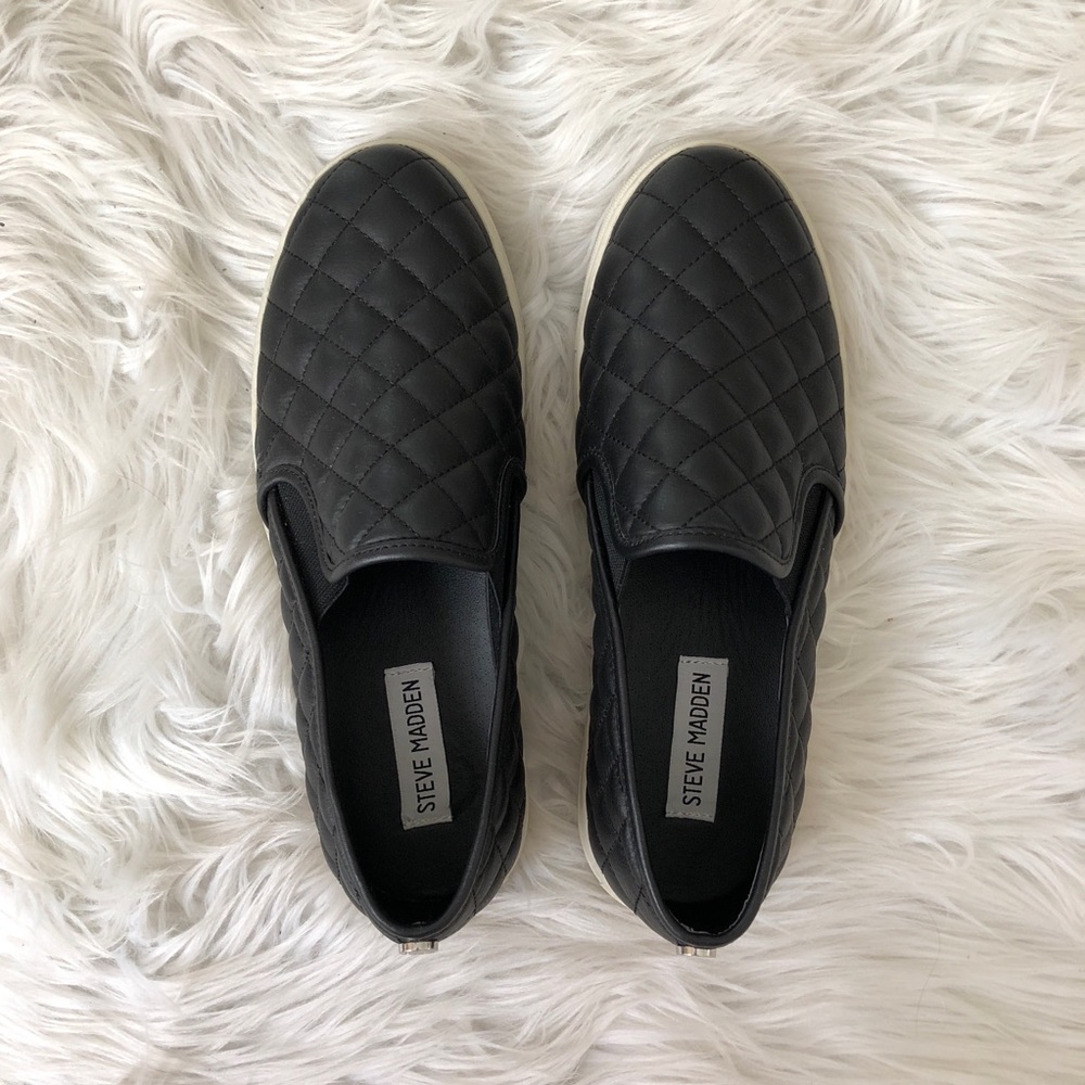 Quilted Black Slip Ons